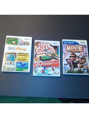 Bundle Of 3 Nintendo Wii Games: Wii Play Rec Room Games Family Fest Movie Games